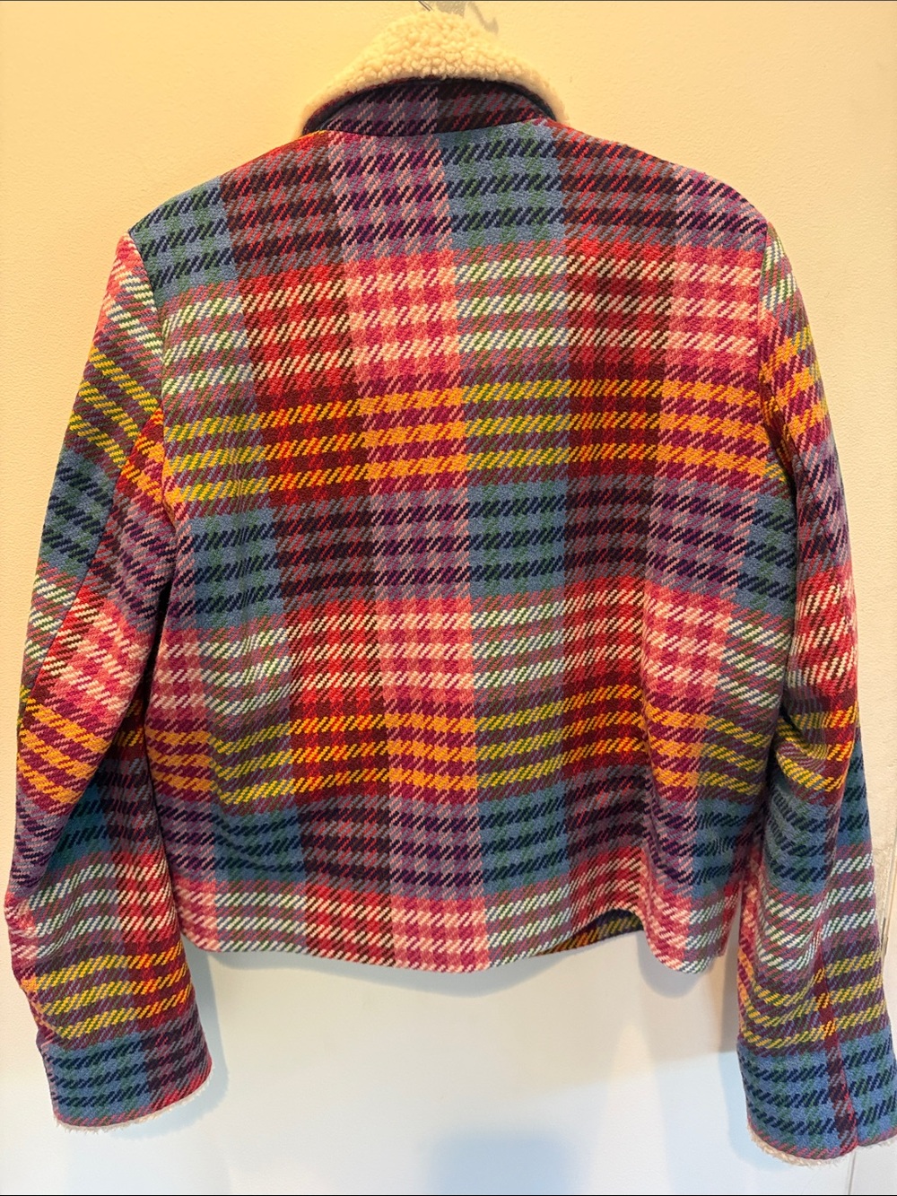 Boden Multicolor Plaid Teddy-Collar Cropped Jacket - Picture 6 of 6